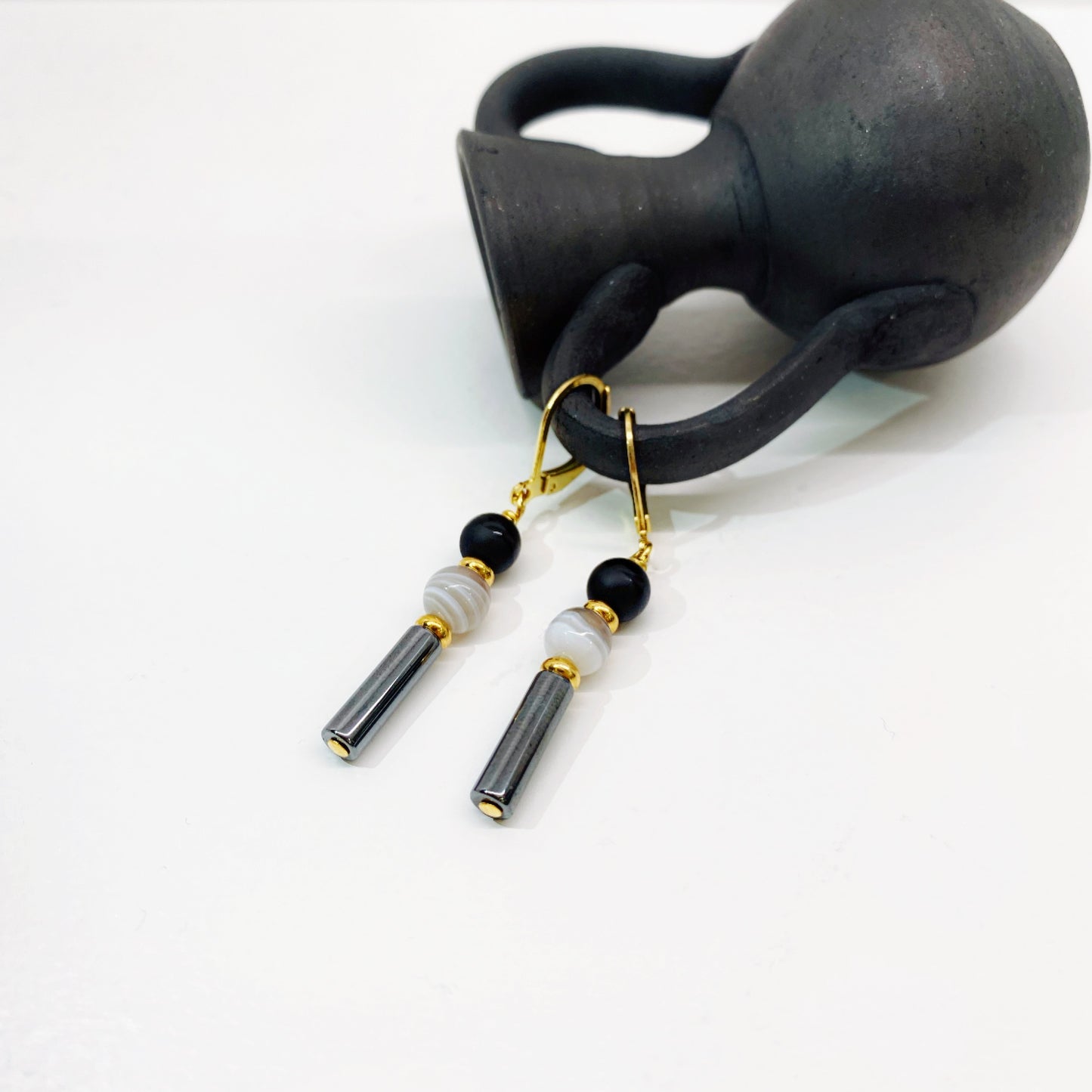 Brinco com Pedra Natural Feito a mão nos açores